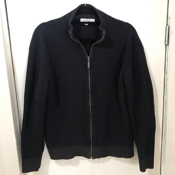 Calvin Klein Ribbed Colorblock Full-Zip Sweater - Picture 2 of 4